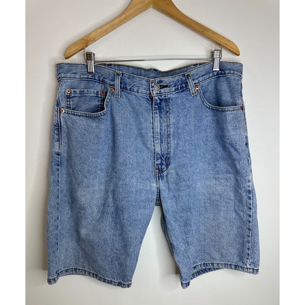 Levis 505 Regular Fit Denim Jorts Mens 38 Light Wash Blue Cotton Jean Shorts - Picture 2 of 13